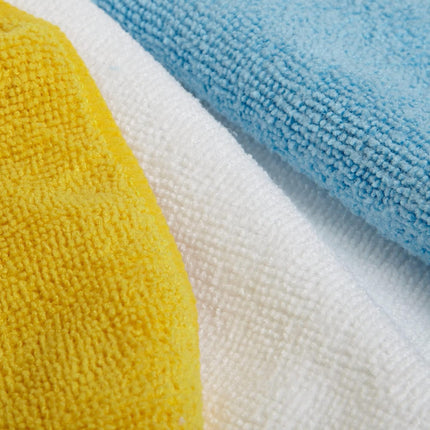 Amazon Basics Microfiber Cleaning Cloths, Highly Absorbent, Scratch-Free, Ultra-Soft, Non-Abrasive, Reusable and Washable, 16" x 12", Blue/White/Yellow, 48-Pack