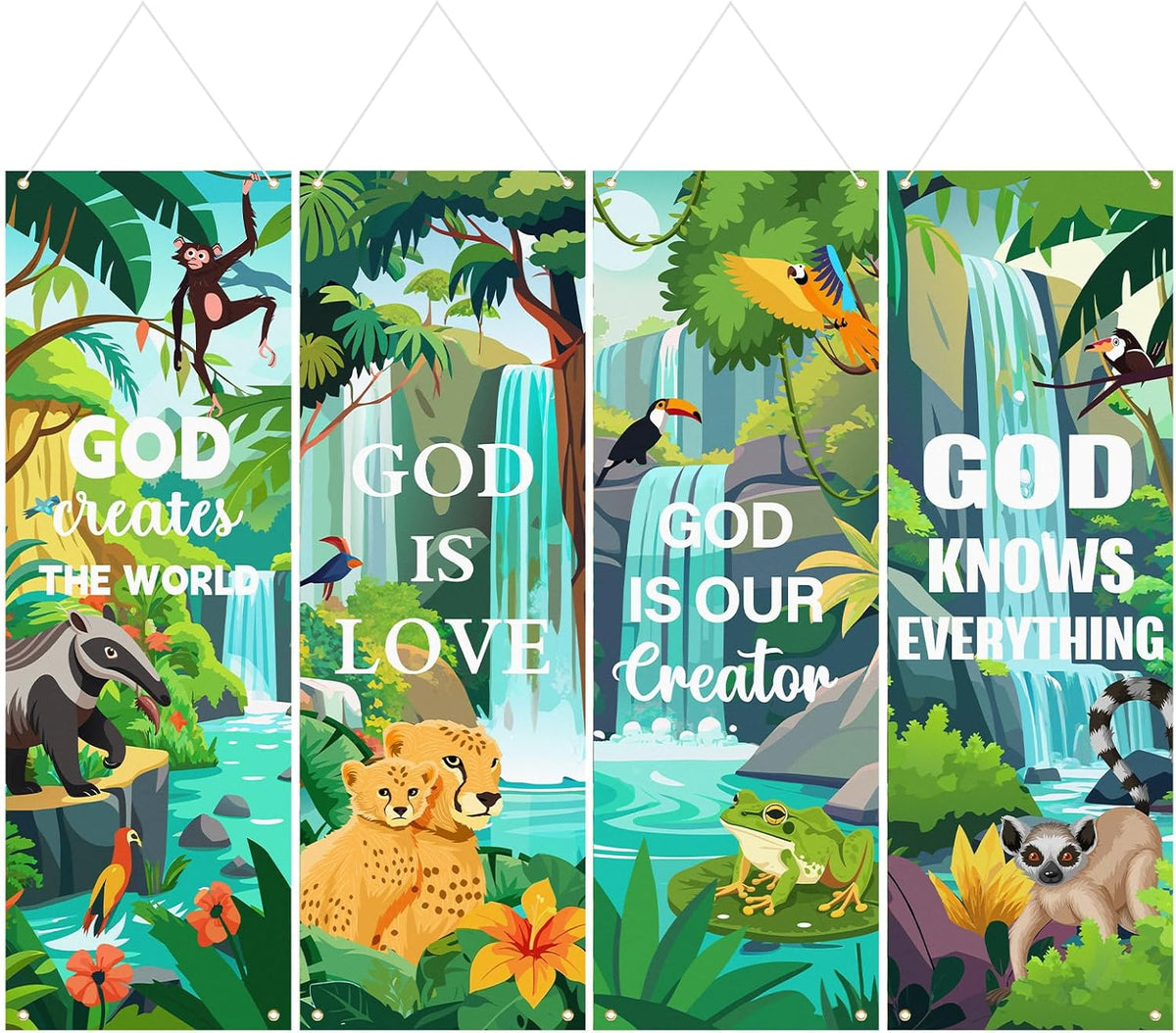 4-Piece Rainforest Waterfall Banners, 72 x 24 in