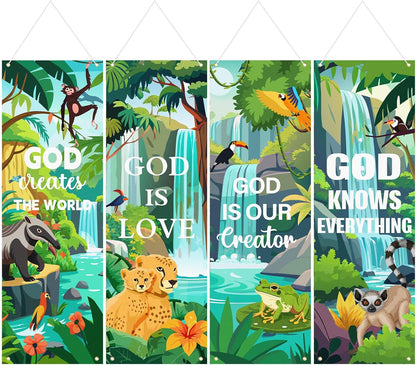 4-Piece Rainforest Waterfall Banners, 72 x 24 in