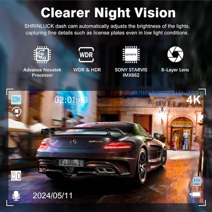 4K+1080P+1080P 5.8GHz WiFi Dash Cam Front and Rear Inside, Free 64G SD Card, 4K UHD 3 Channel Dash Camera for Cars, 360° All Sides Dashcam, G-Sensor, Night Vision, WDR, 24H Parking Monitor
