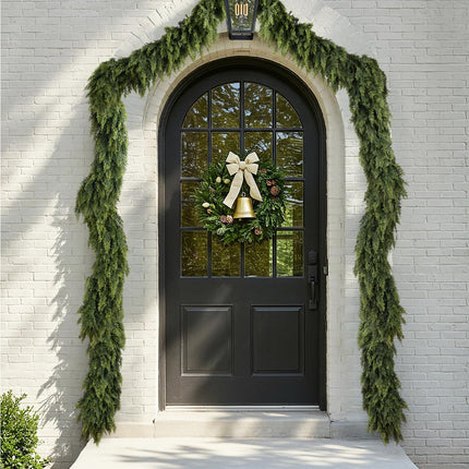 9Ft Christmas Cedar Garland, Real Touch Soft Greenery Christmas Decorations