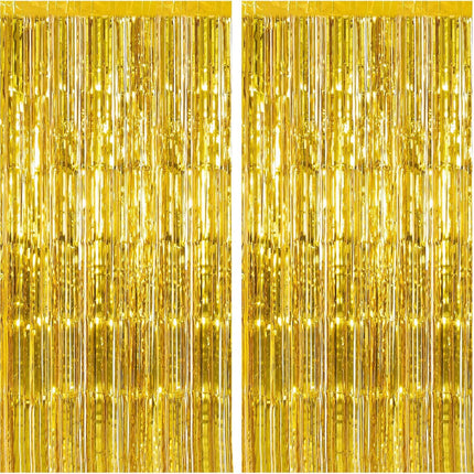 2 Pack Silver Foil Curtain Party Streamers Metallic Tinsel Foil Fringe Photo Booth Backdrop for Birthday Wedding Engagement Baby Shower Bachelorette Christmas Holiday Celebration Party Decorations