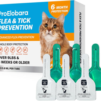Topical Flea and Tick for Large Cats: Waterproof Topical Cat Flea and Tick – Fast-Acting & Long-Lasting at Home Control for Cats Over 9 lbs and 8 Weeks or Older – 6-Dose Supply