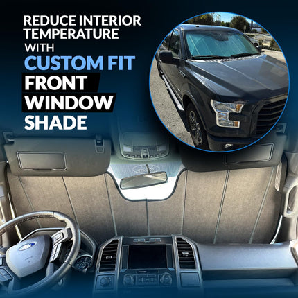 Custom Fit Car Sun Shade Windshield | Sun Visor | Car Window Shades | Fold Up Front Sunshade Visor | Compatible with Honda Ridgeline 2004-2015 | CFS-145-S | Silver & Grey 1-pc Set