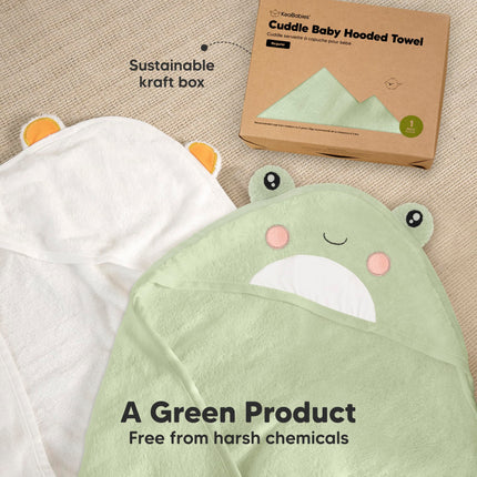 Hooded Baby Towel for Newborn, Baby Bath Towels (Frog, 35x35)