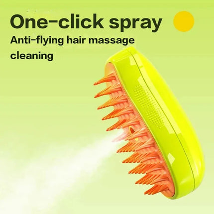 Steamy Brush for Cats removing loose fur and dander with gentle steam heat