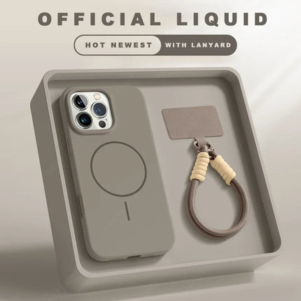 Magnetic phone case with lanyard strap compatible models shown
