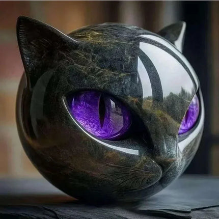 Decorative Black Cat Stone Figurine - photo 8