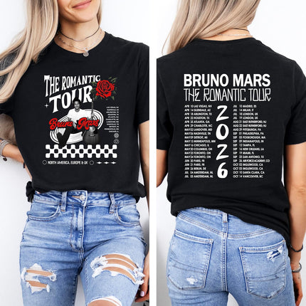Romantic Tour 2026 Concert Shirt, Music Fan T-Shirt, Bruno Merch Front and Back Tee Ivory