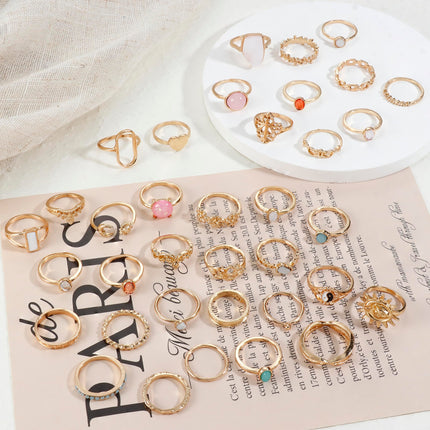 70 Pcs Vintage Crystal Ring Set for Women, Stackable Knuckle Rings - photo 5