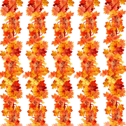 Paquete de 5 guirnaldas de hojas de otoño, decoraciones para el hogar