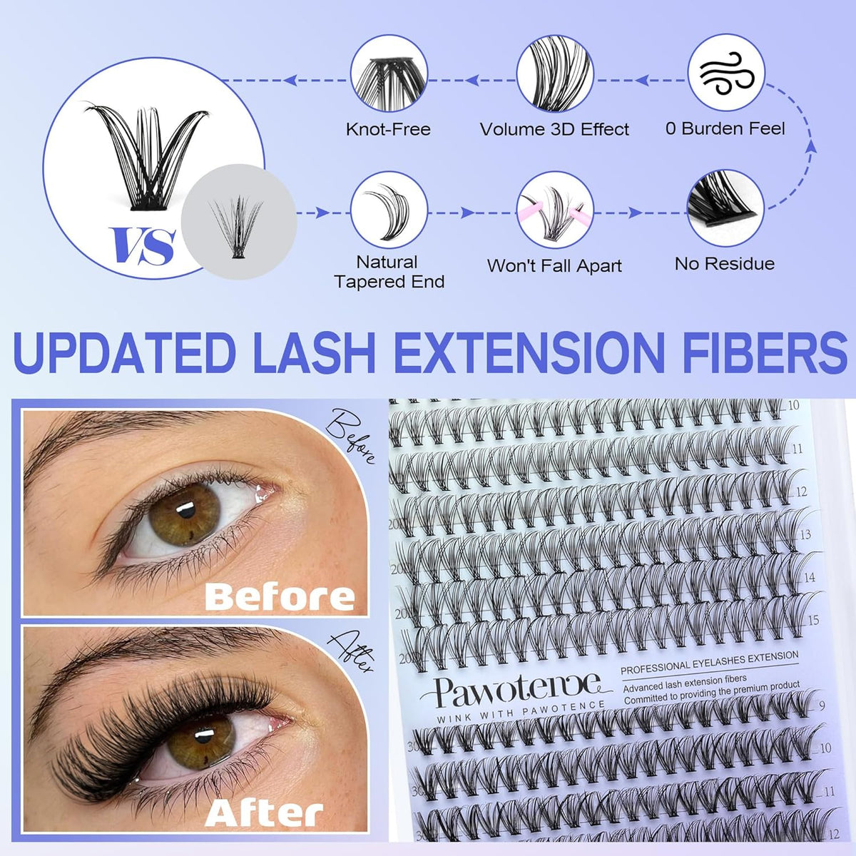 Lash Extension Kit DIY 280pcs Individual Lash Clusters Kit 20D&30D Natural 9-15mm Cluster Eyelash - photo 4
