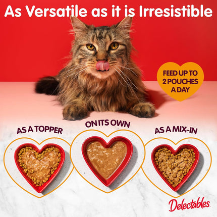 Delectables Lickable Treat Stew Wet Cat Treat with Real Chicken & Tuna, Food Topper, Hydrating, Grain-Free, No Fillers, No By-Products, No Added Preservatives, 1.4oz Pouch, 12ct
