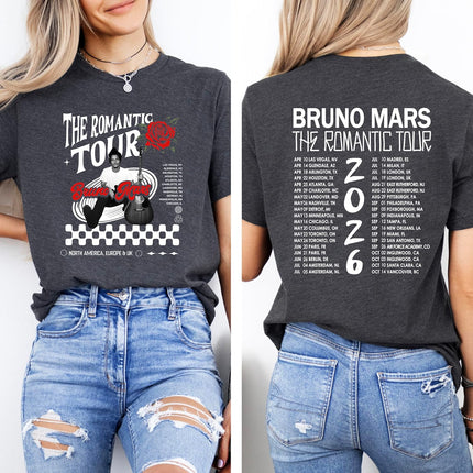 Romantic Tour 2026 Concert Shirt, Music Fan T-Shirt, Bruno Merch Front and Back Tee Ivory