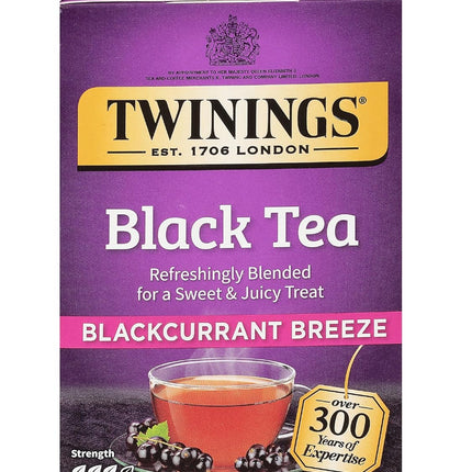 Twinings of London Premium Blackcurrant Breeze Black Tea, Strong and Distinctive Black Tea, Sweet and Tangy Black Currant Tea Taste, 20 Tea Bags