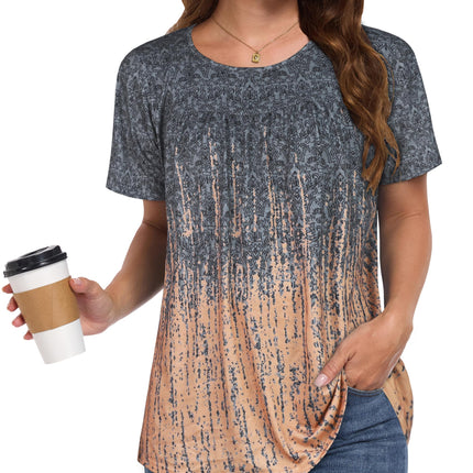 Womens T Shirts Short Sleeve Tops Casual Summer Flowy Scooped Neck Blouses