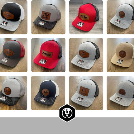 Custom Trucker Leather Patch Hat Laser Engraved