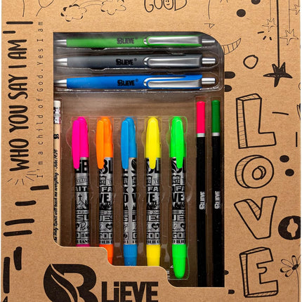 BLIEVE - Bible Journaling Kit With Gel Highlighters And Pens No Bleed, Scripture Markers and Pencils Supplies, Stencils Planner Set For Coloring Journal Art Illustrated By Faith Christian Gifts 24pcs
