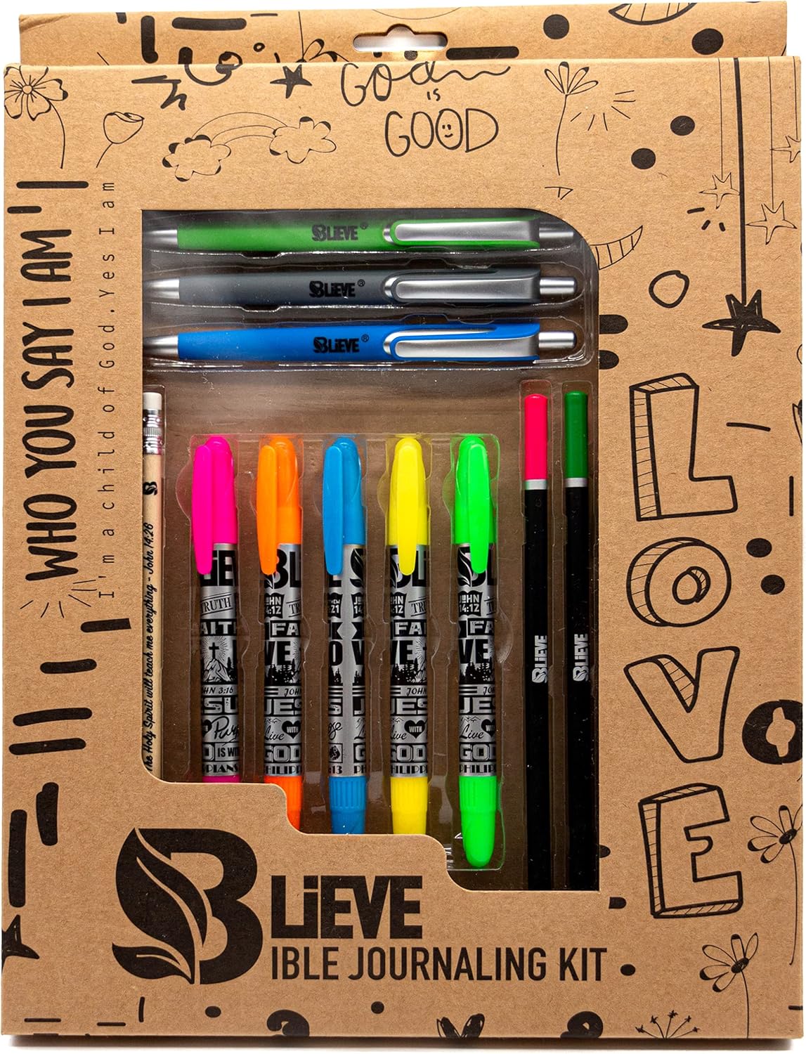 Bible Journaling Kit With Gel Highlighters And Pens No Bleed, Scripture Markers and Pencils Supplies, Stencils Planner