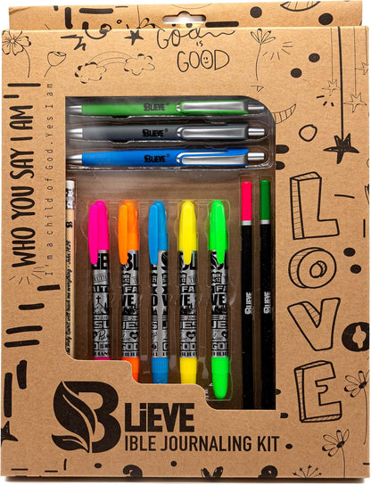 Bible Journaling Kit With Gel Highlighters And Pens No Bleed, Scripture Markers and Pencils Supplies, Stencils Planner
