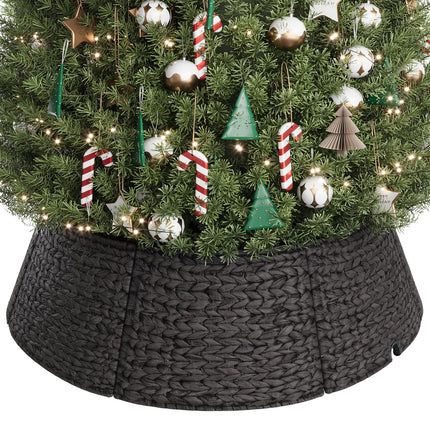 28 Inch Woven Rattan Christmas Tree Collar, 5-Piece Xmas Tree Skirt