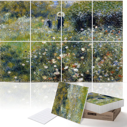 PINWELIFE® Wall Art Acoustic Panels, Sound Proof Absorbing Panels for Home/Office, Decorative Absorbing Dampening, Noise and Echo Cancelling (Renoir, Meadow in Bloom, 48"x32")