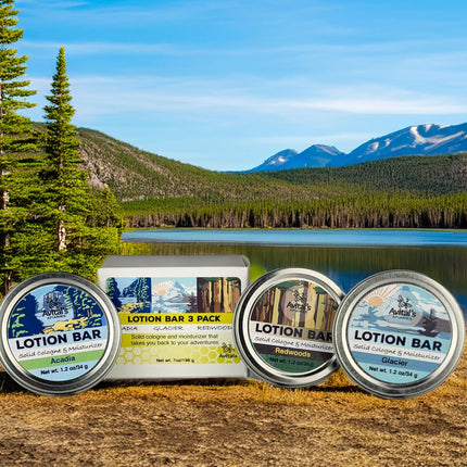 Avital's Apiaries National Park Lotion Bar Gift Set – Acadia, Glacier & Redwoods – Natural Beeswax Solid Moisturizers – Plastic-Free Travel Lotion Bars for Hiking, Camping & Outdoor Lovers