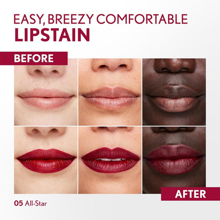 Covergirl Outlast Lipstain, 05 All-Star, Smooth Application, Precise Pen-Like Tip, Transfer-Proof, Satin Stained Finish, Vegan Formula, 0.06oz
