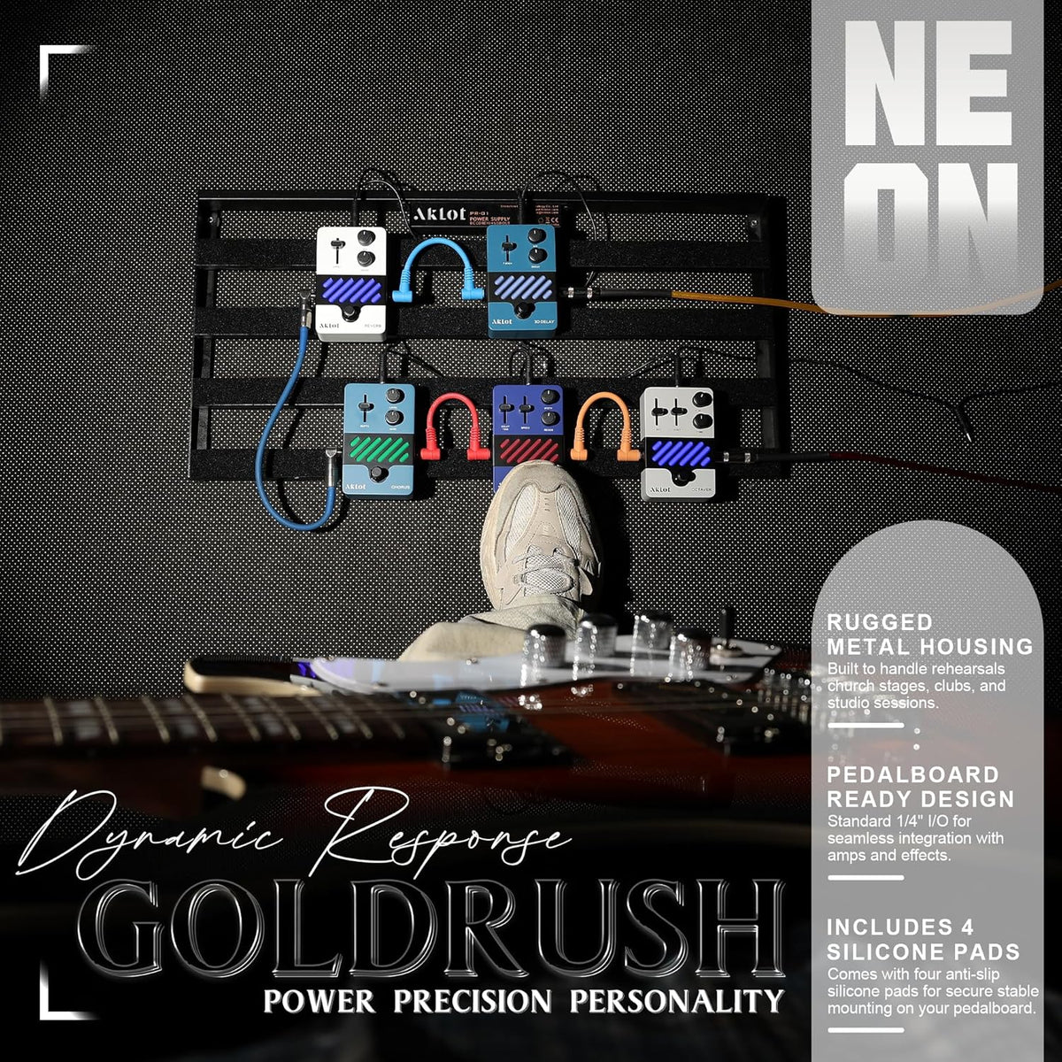 Octave Electric Guitar Pedal: Fast Tracking & Dynamic Response, +1/-1 Octave & Level Controls, Mini - photo 2