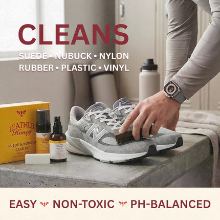 Leather Honey Suede & Nubuck Care Kit: Cleaner, Protector, Suede Brush & Eraser: Clean, Protect & Restore Shoes, Boots, Uggs, Furniture, Jackets, Bags and Apparel. Safe for Any Color