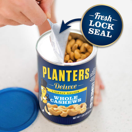 PLANTERS Deluxe Lightly Salted Whole Cashews, 18.25 oz. Resealable Container - Lightly Salted Cashews & Lightly Salted Nuts - Snacks for Adults & Kids - Vegan Snacks, Kosher