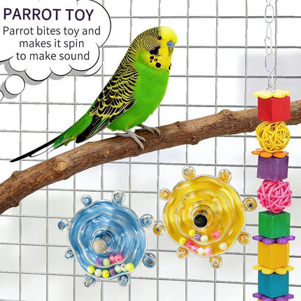 Budgie Toys, Interactive Bird Toys for Parakeet, Cockatiel, Lovebird, Quaker Parrot & Conures, Fun Educational Training Bird Toy (Yellow)