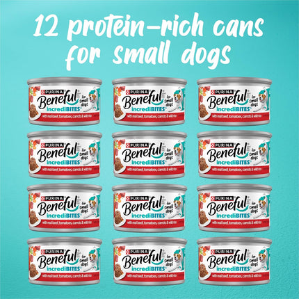 Purina Beneful Small Breed Wet Dog Food in Gravy, IncrediBites With Real Beef - (Pack of 12) 3 oz. Cans