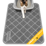 Cat Litter Mat Litter Trapping Mat, Premium Durable PVC Grid Mesh with Scatter Control, Non-slip, Less Waste Cat Litter Box Mat, Soft on Kitty’s Paws, Urine Waterproof, 24" x 17" Grey