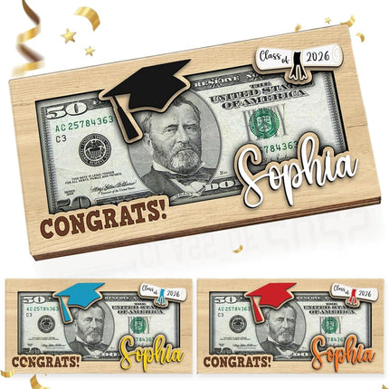 2026 Personalized Graduation Money Holder with Name and Year, Personalized Graduation Gifts, Graduations Party Supplies (Style 1)
