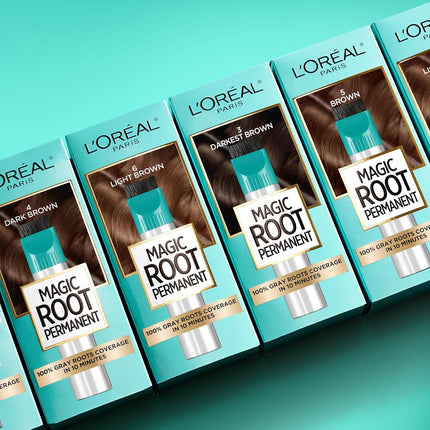 L’Oréal Paris Magic Root Permanent Hair Color, 10 Minute Root Coloring Kit with 100% Gray Hair Coverage, 2 Black, 2 Count
