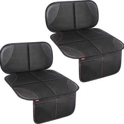 Sinvitron Car Seat Protector for Kids, Anti-Slip Thick Padding, Seat Mark Protection, 2 Storage Pockets for Toys & Snacks, Universal Fit for Most Vehicles (Black, 2 Pack)
