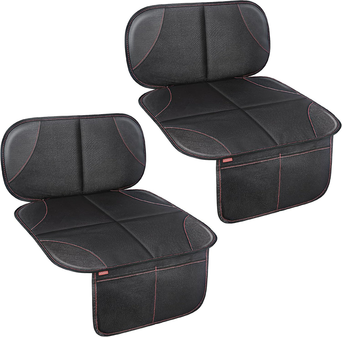 Car Seat Protector for Kids, Anti-Slip Thick Padding, 2 Storage Pockets, Universal Fit, Black 2 Pack