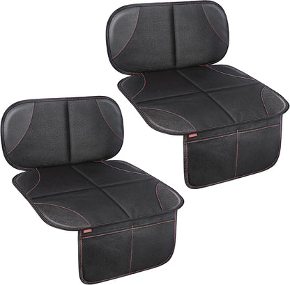 Car Seat Protector for Kids, Anti-Slip Thick Padding, 2 Storage Pockets, Universal Fit, Black 2 Pack