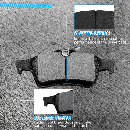 Brake Pads Rear Set Compatible with Chevy Cobalt, Ford Focus Escape, Jaguar S-Type Super V8 Vanden Plas, Mazda 3 5, Saab 9-3, Vol-vo C30 C70 S40 V50 Rear Brakes Semi-Metallic D1095