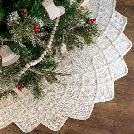 Knit Christmas Tree Skirts, Neutral Tree Skirt, Cozy Christmas Decorations