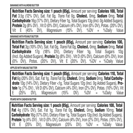 Happy Baby Organics Nutty Blends Stage 2, Fruit and Nut Butter, Allergen Introduction in Baby Appropriate Texture, for 6+ Months, 8 Variety Ct