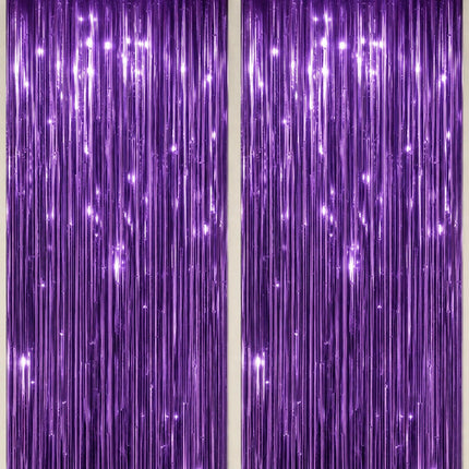 2 Pack Foil Fringe Backdrop - Red&Black Shiny Tinsel Curtains for Party Decoration/Photo Booth Props - 3.3x6.6 FT Metallic Foil Backdrop for Birthday, Wedding, Graduation, Christmas.