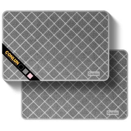 Cat Litter Mat Litter Trapping Mat, Premium Durable PVC Grid Mesh with Scatter Control, Non-slip, Less Waste Cat Litter Box Mat, Soft on Kitty’s Paws, Urine Waterproof, 24" x 17" Grey