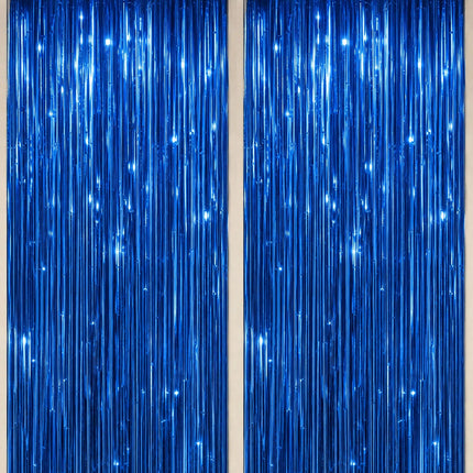 2 Pack Foil Fringe Backdrop - Red&Black Shiny Tinsel Curtains for Party Decoration/Photo Booth Props - 3.3x6.6 FT Metallic Foil Backdrop for Birthday, Wedding, Graduation, Christmas.