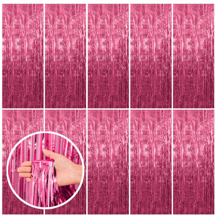 2 Pack Pink Backdrop Party Decorations Tinsel Curtain Party Backdrop Foil Fringe Birthday Decorations Photo Booth Streamer Backdrop Pink Theme Bachelorette Graduation Decor