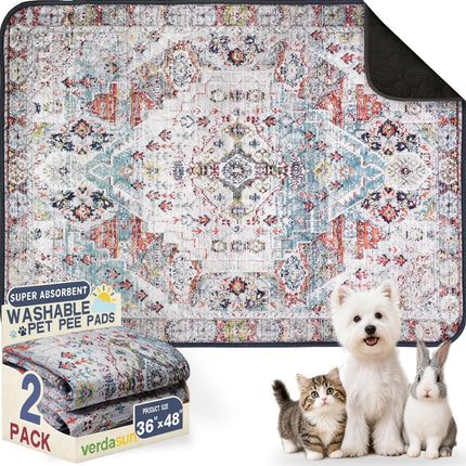 Tapetes lavables para orina de perros, tapetes reutilizables para entrenamiento de cachorros, tapetes y mat ultraabsorbentes gruesos impermeables a prueba de fugas antideslizantes para jaula, corralito, piso, crianza y entrenamiento, 2 pack 18"x24"