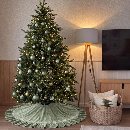 Falda de árbol de Navidad de terciopelo, 48 Inches, estilo moño, verde salvia