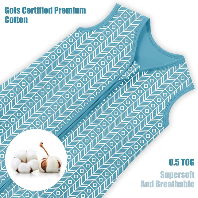 3 Pack Baby Wearable Blanket Sleep Sack - 100% Cotton TOG 0.5, 2-Way Zipper, Newborn Essentials