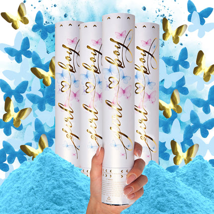 Gender Reveal Confetti Cannon, Biodegradable Blue Powder, 2 Pack